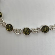Load image into Gallery viewer, Green Amber Bracelet with Sterling Silver