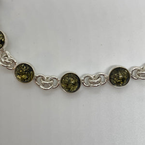 Green Amber Bracelet with Sterling Silver