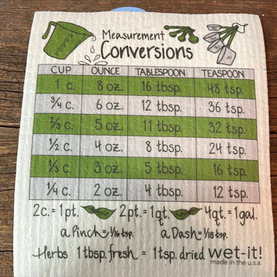 Cooking Measurements Swedish Towel