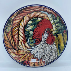 Final sale Limited Edition Large Plate With Rooster Feather