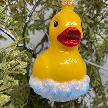 Load image into Gallery viewer, Rubber Duck Polish Hand Blown Glass Ornament