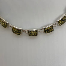 Load image into Gallery viewer, Green Amber Bracelet with Sterling Silver