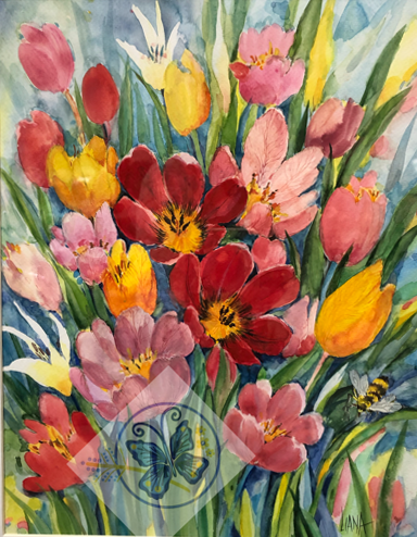 Teresa Liana Tulip Numbered Watercolor Print